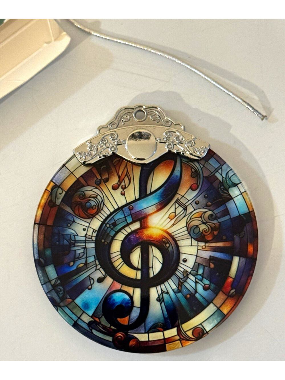 Treble Clef Music Ornament Stained Glass Style Suncatcher Gift Box New